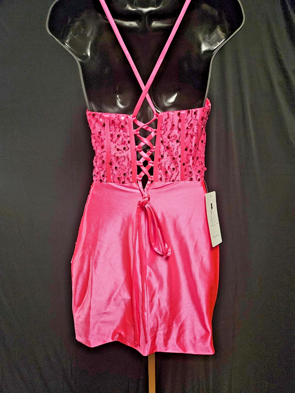 Bright Pink Short Sequined Prom/Cocktail DRESS SZ 0 (XS)