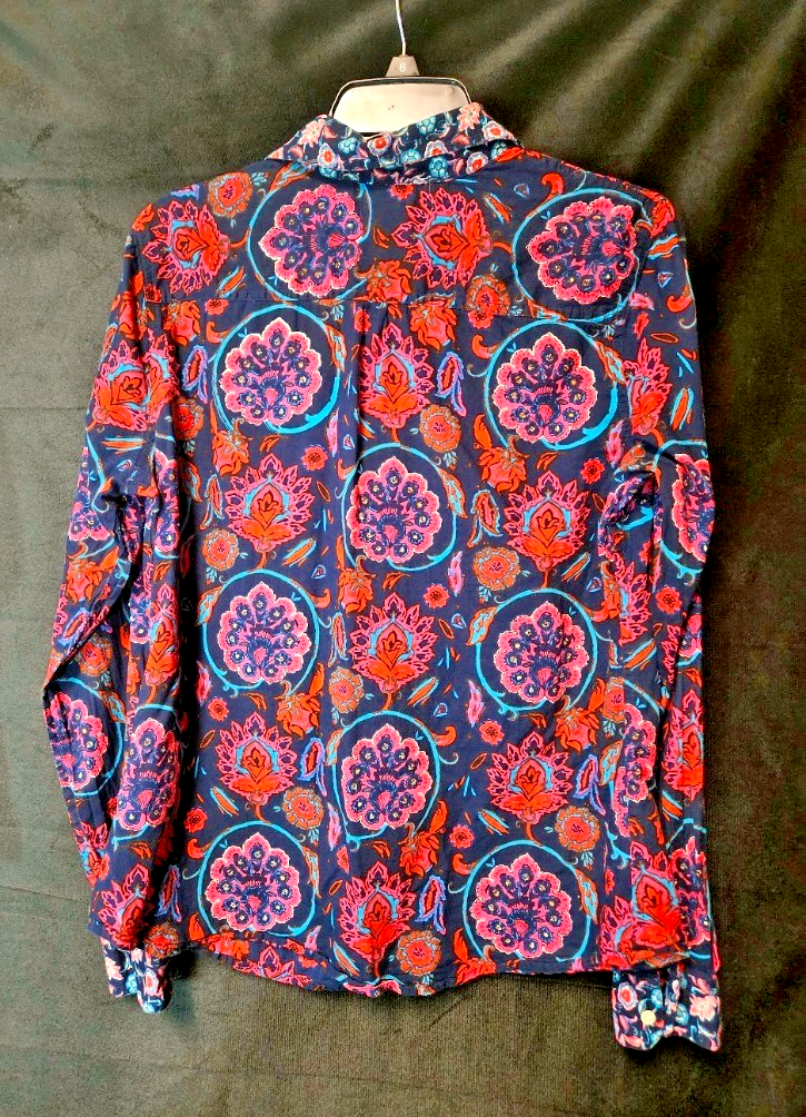 LUCKY BRAND WOMEN'S SIZE LARGE PAISLEY PRINT BUTTON UP SHIRT