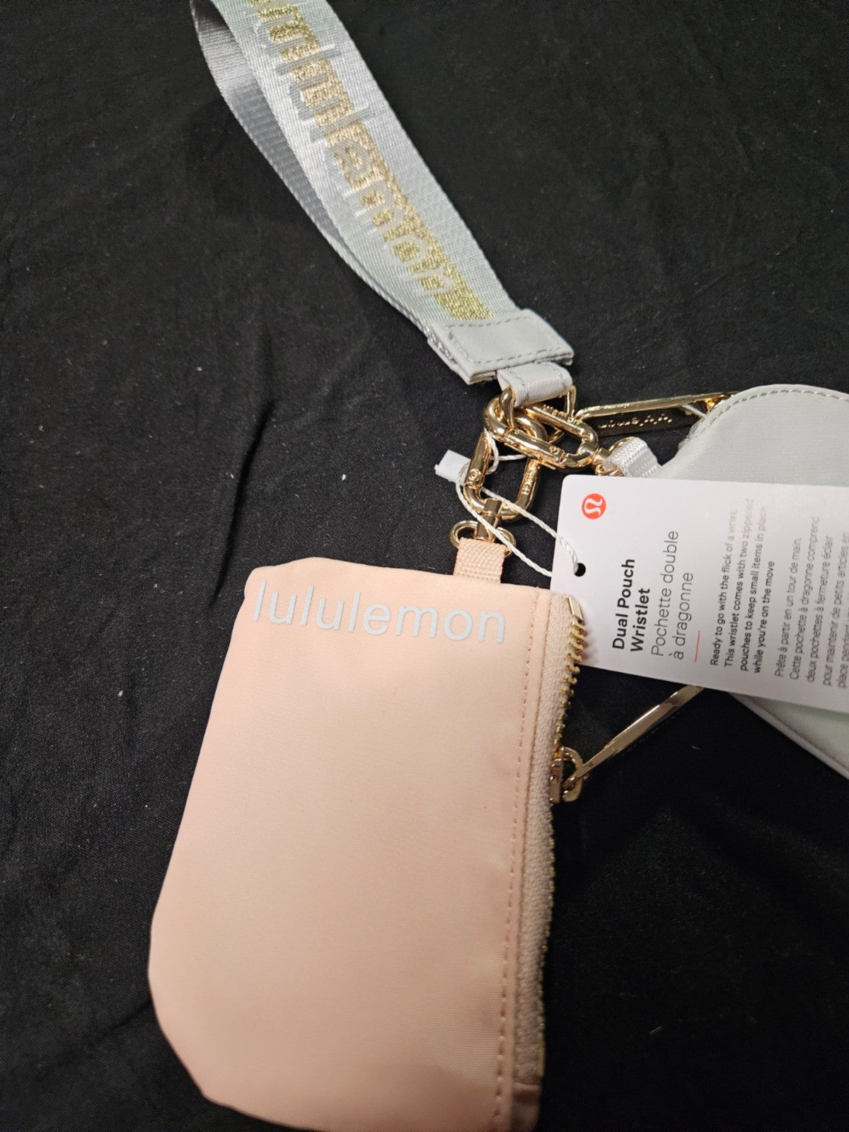 LULULEMON DUAL POCKET WRISTLET PINK, GRAY, GOLD NWT