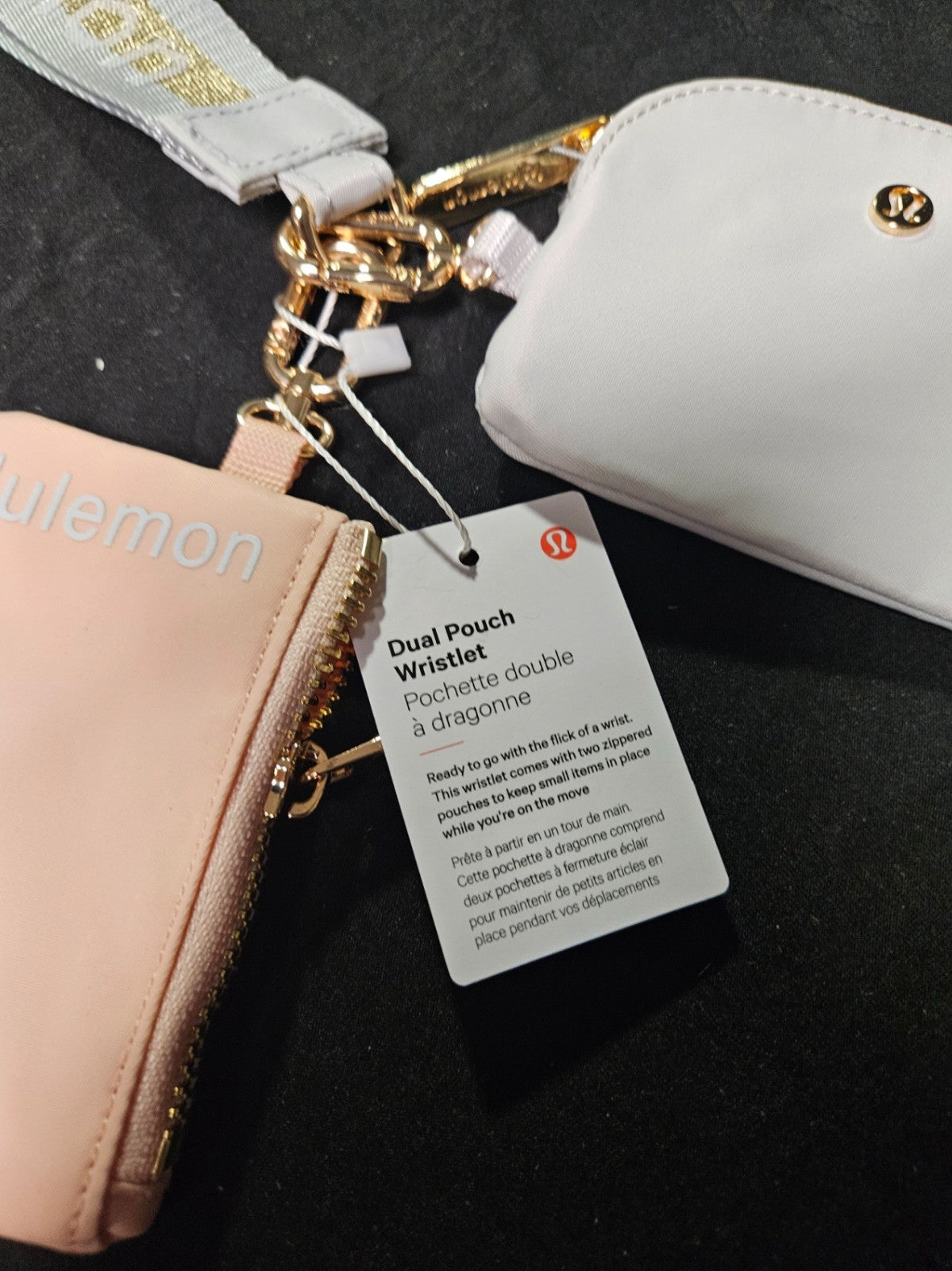 LULULEMON DUAL POCKET WRISTLET PINK, GRAY, GOLD NWT