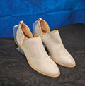WOMEN'S SIZE 6 GRAY LEATHER WESTERN STYLE POINTED TOE SHORT ANKLE BOOTIES
