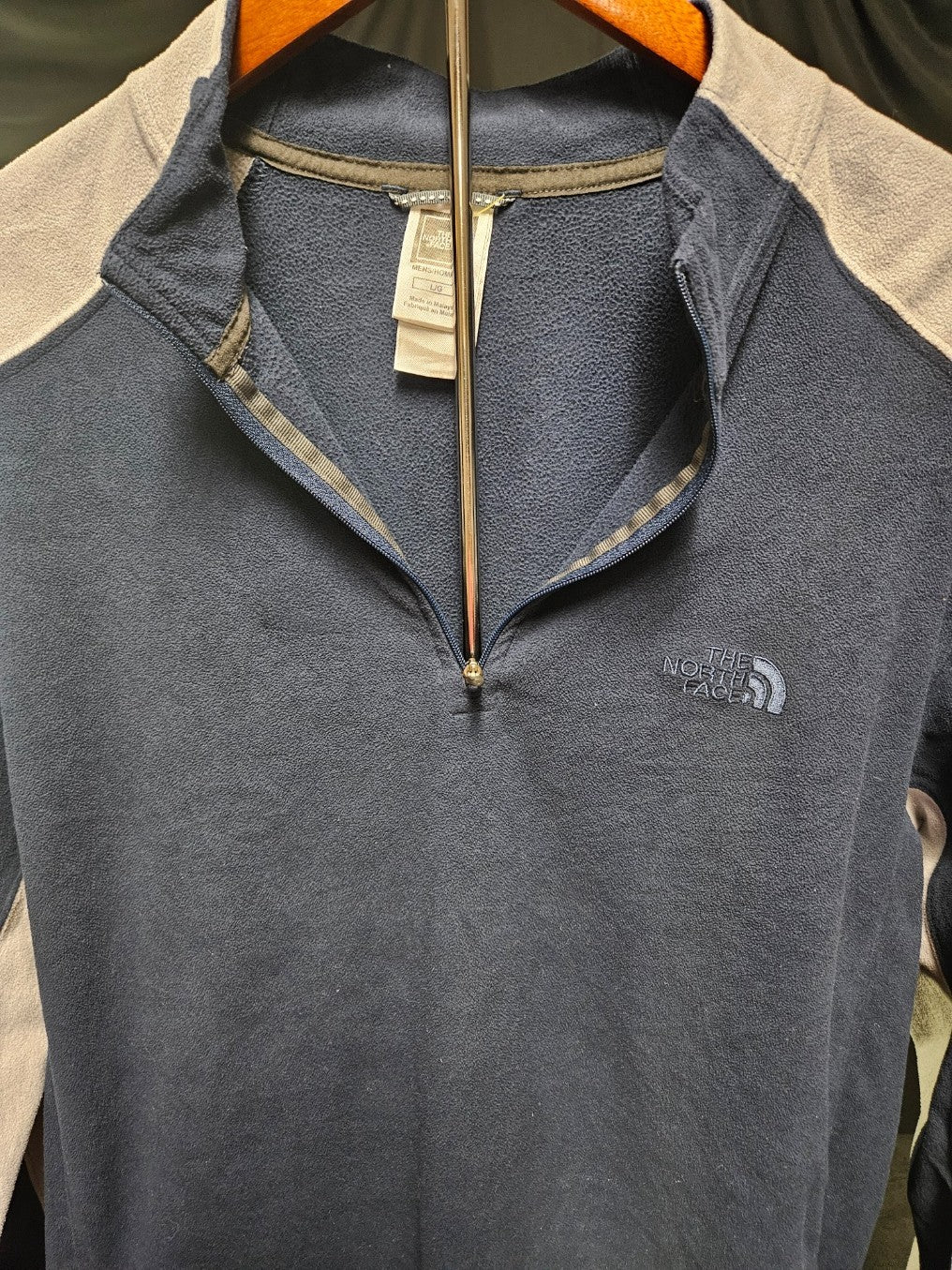 THE NORTH FACE MEN'S SIZE LARGE  1/4 ZIP PULLOVER GRAY/BLUE
