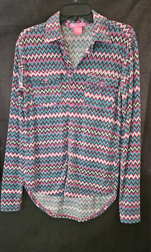COWGIRL TUFF WOMEN'S SIZE Med ZIG ZAG PRINT PULLOVER BUTTON UP