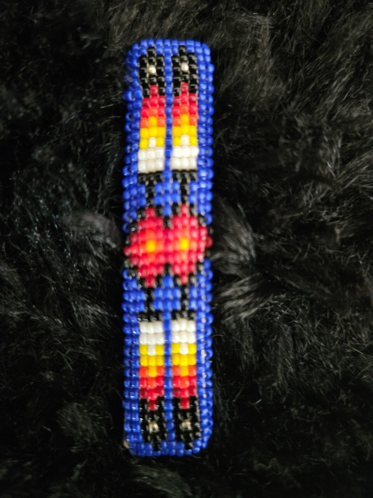 NATIVE AMERICAN MADE SET OF 4 BEADED (LOOMED) BARRETTES MULTI SIZE