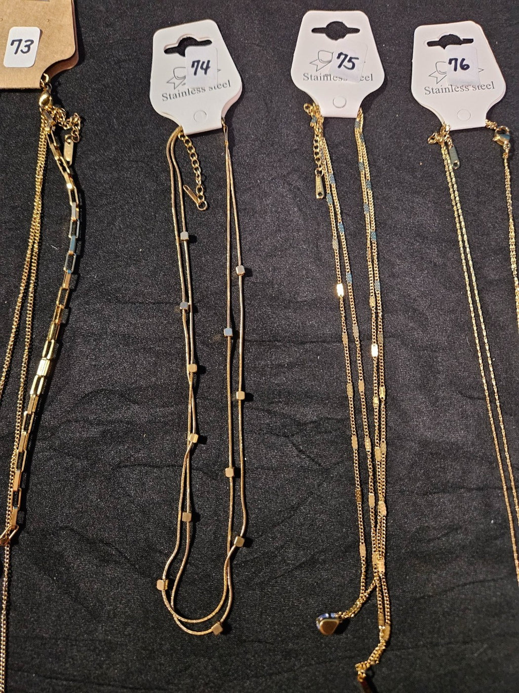 10K GOLD PLATE OVER STAINLESS DOUBLE/TRIPLE STRAND ASSORTED NECKLACE