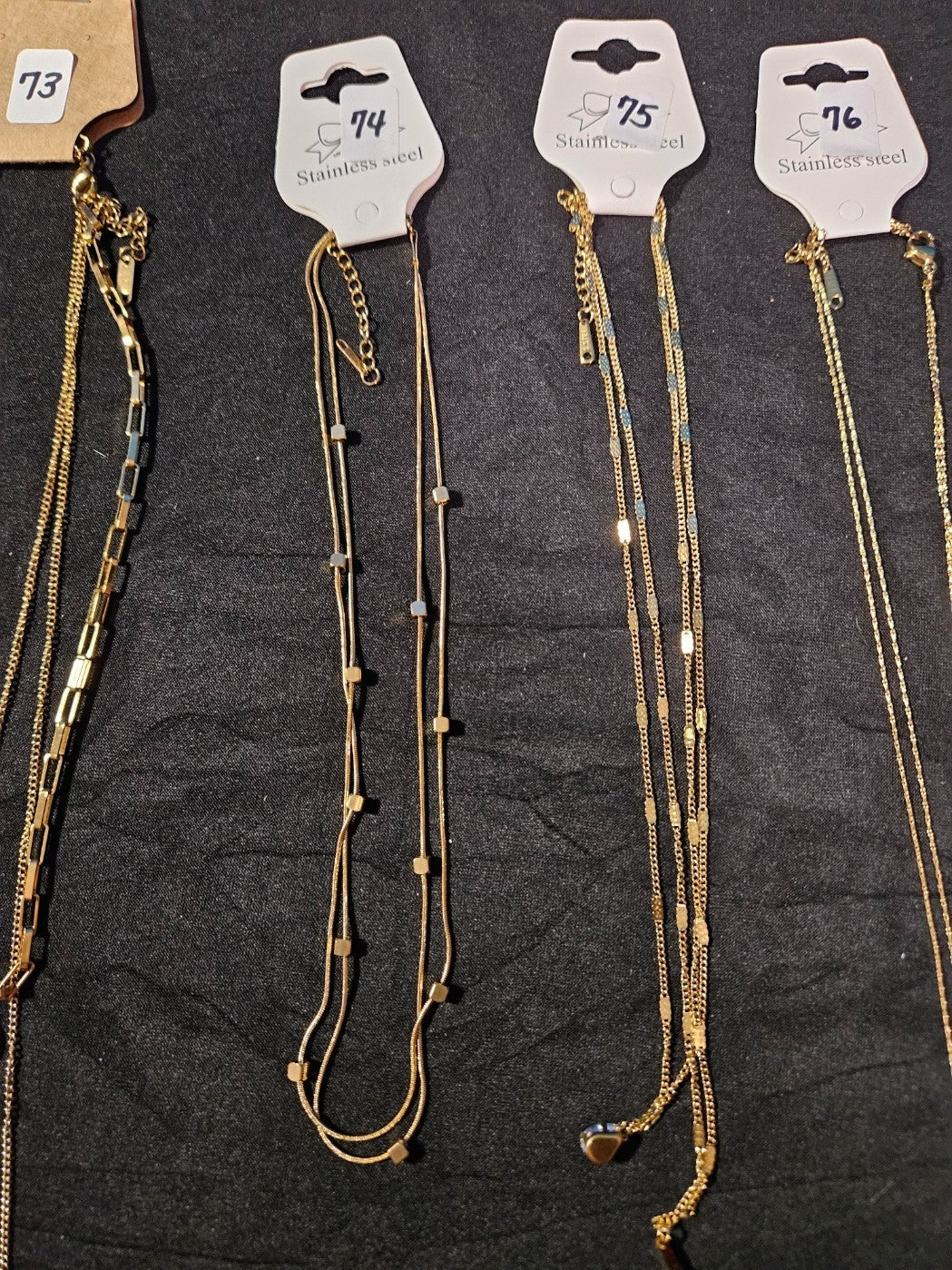 10K GOLD PLATE OVER STAINLESS DOUBLE/TRIPLE STRAND ASSORTED NECKLACE