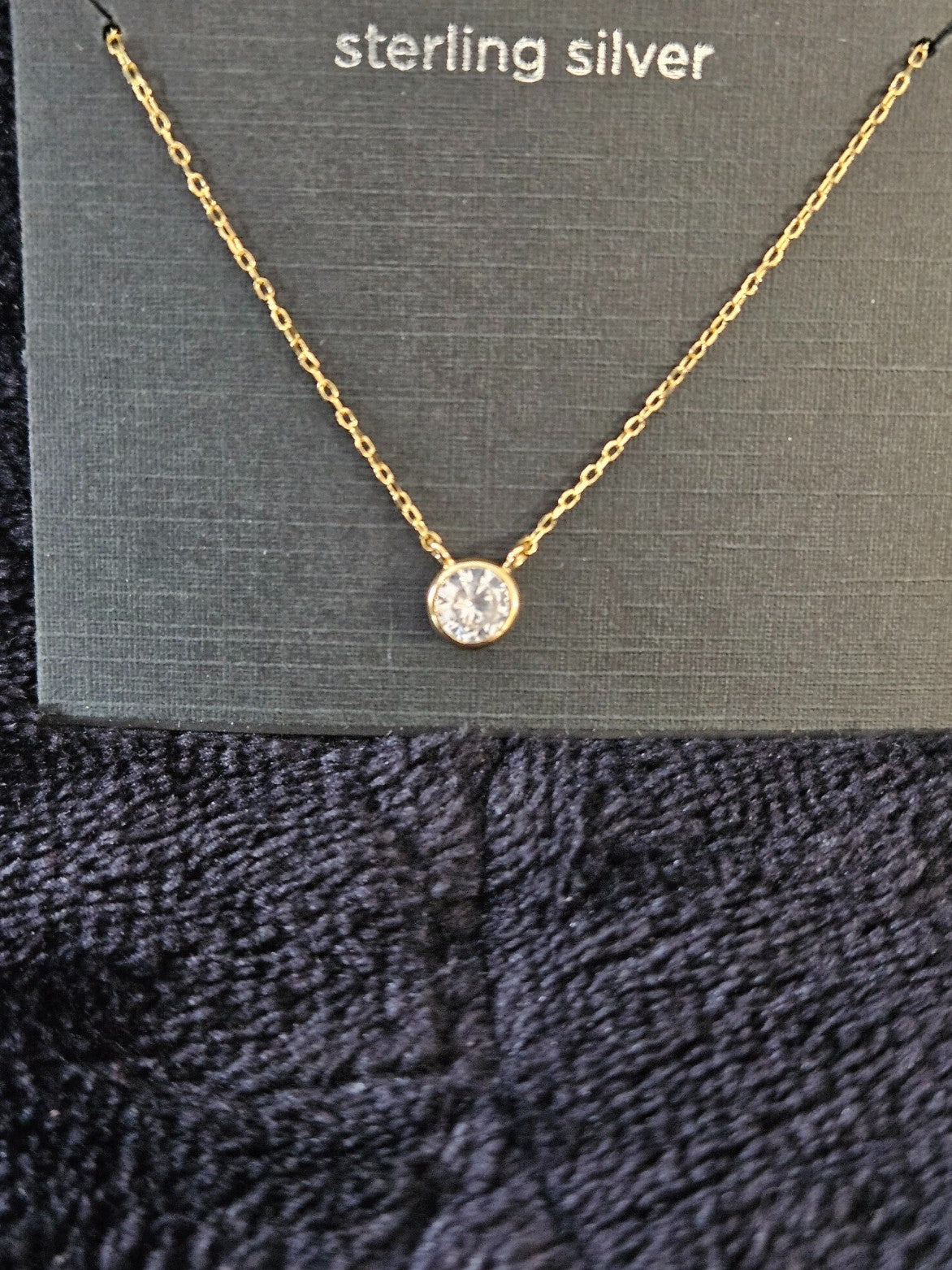 WOMEN'S CZ 24K YELLOW GOLD/ SILVER ROUND 14 in. CHOKER NECKLACE