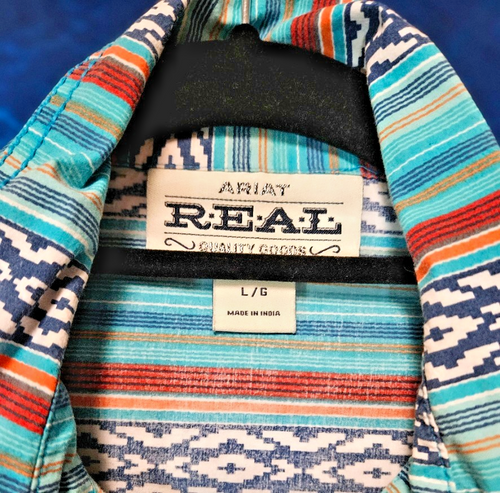 ARIAT WOMEN'S WESTERN SNAP UP SHIRT SOUTHWESTERN AZTEC DESIGN SIZE LARGE