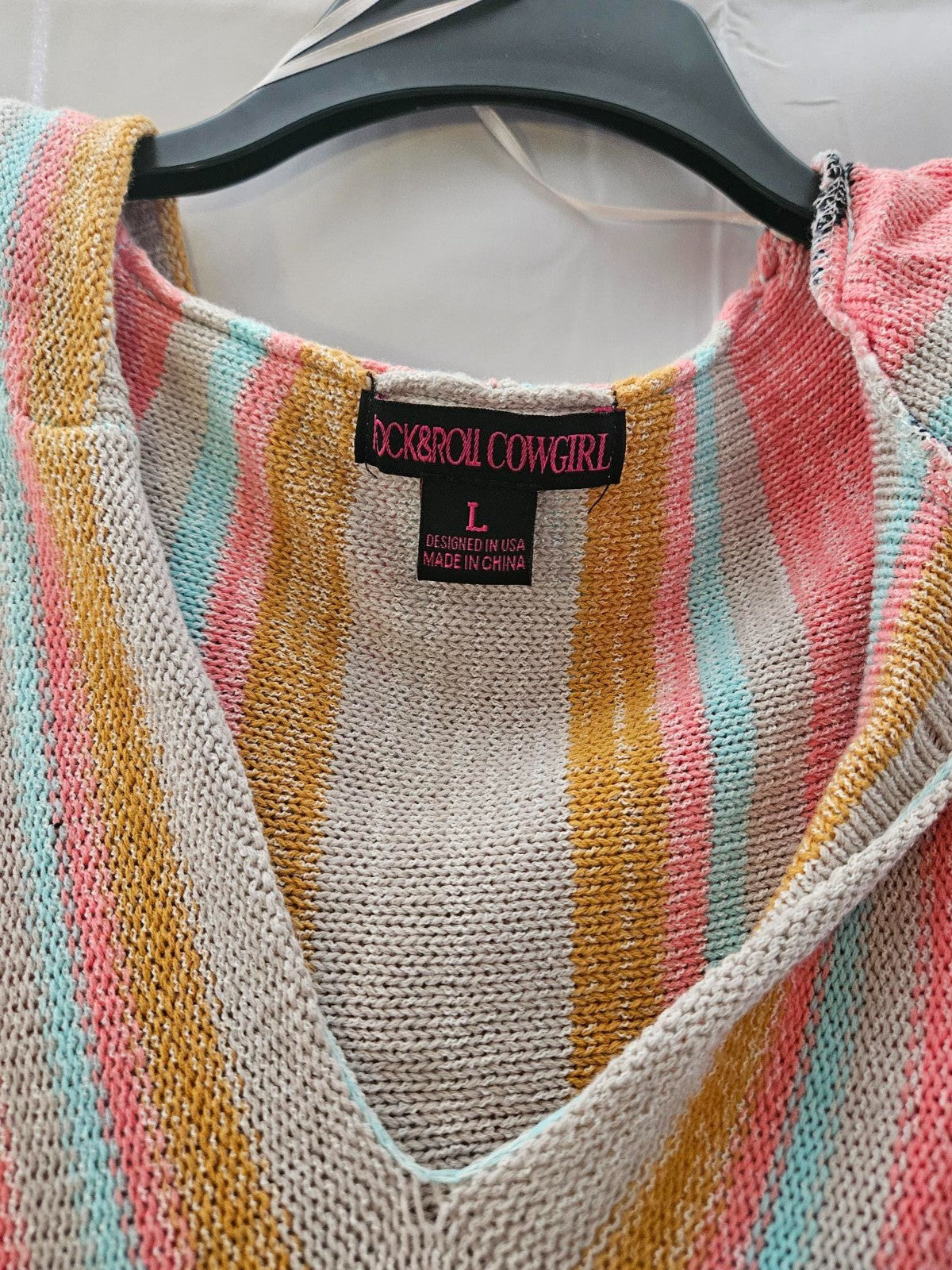 Women's Rock & Roll Cowgirl Multi-colored Hooded Sweater Size Large