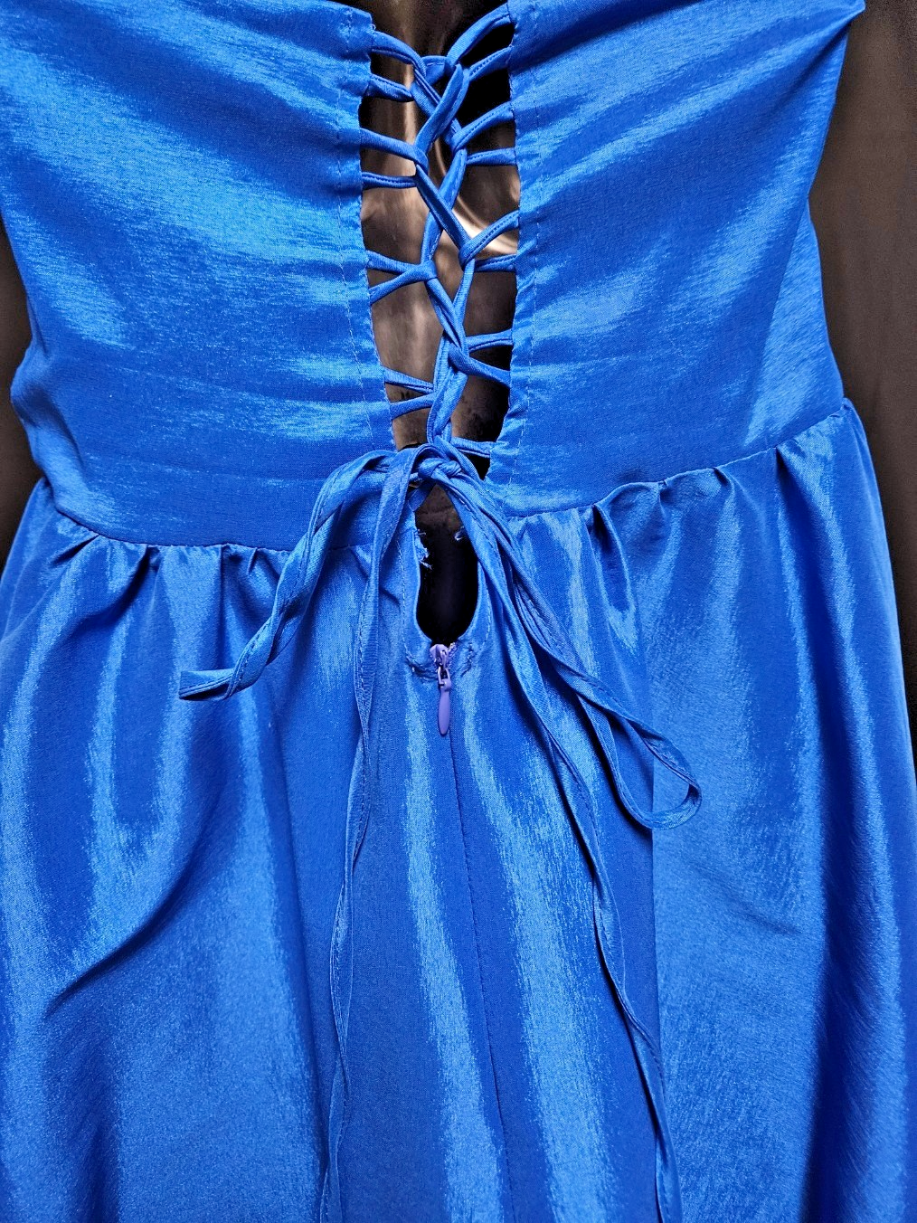 SHEIN STRAPLESS ROYAL BLUE SATIN/BLING FORMAL GOWN SZ M