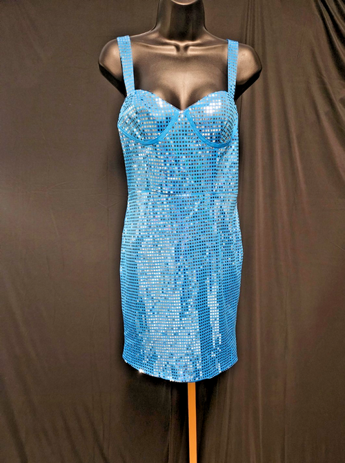 BRIGHT BLUE SEQUINED SIZE 6 SHORT PROM/COCKTAIL DRESS