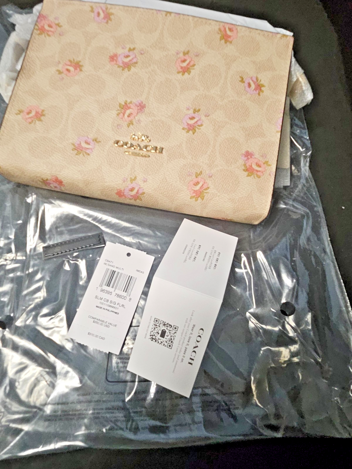COACH SLIM CROSSBODY BAG IN SIGNATURE CANVAS FLORAL PRINT 7 X 5 X1  1/4