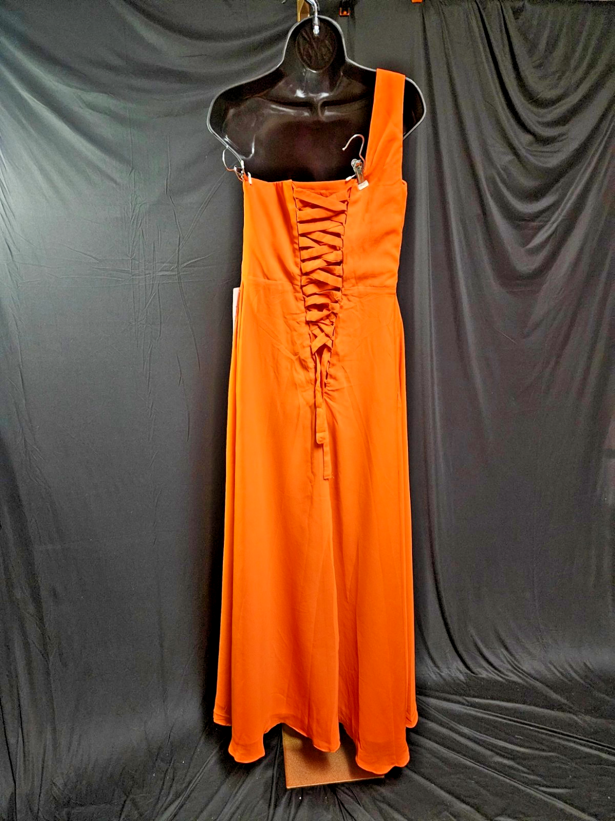 WOMEN'S SIZE 8 ORANGE CHIFFON ONE SHOULDER CORSET FORMAL/PROM GOWN NWT