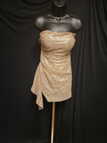 SIZE XS WOMEN'S STRAPLESS GOLD SEQUINED MINI DRESS PROM/COCKTAIL/WEDDING NWT
