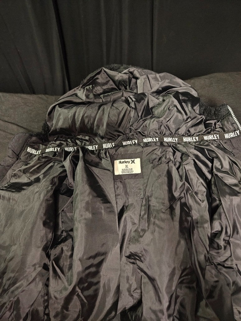 GIRLS SIZE XL  HURLEY VINSON FLEECE INSULATED BLACK JACKET NWT (155-159 cm)