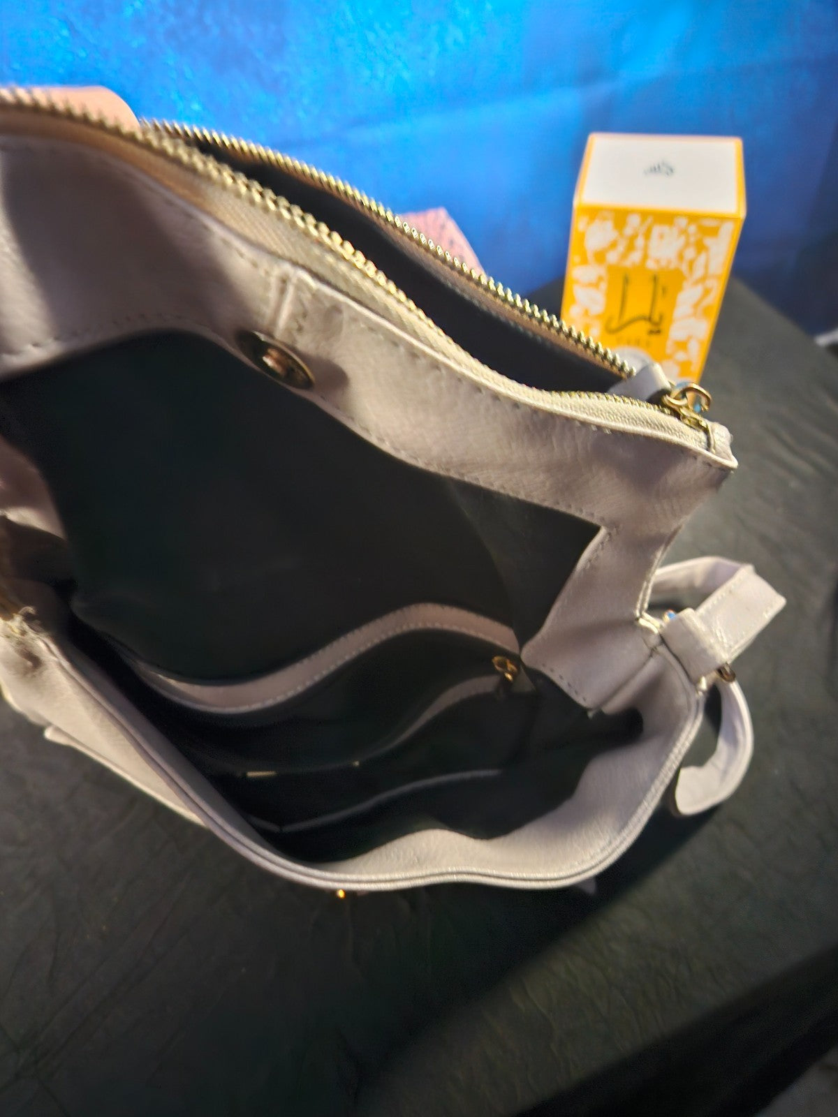MKF COLLECTION LUCIANA WOMEN'S CROSSBODY LIGHT GRAY/PEWTER RIGHT STRAP RE-SEWN