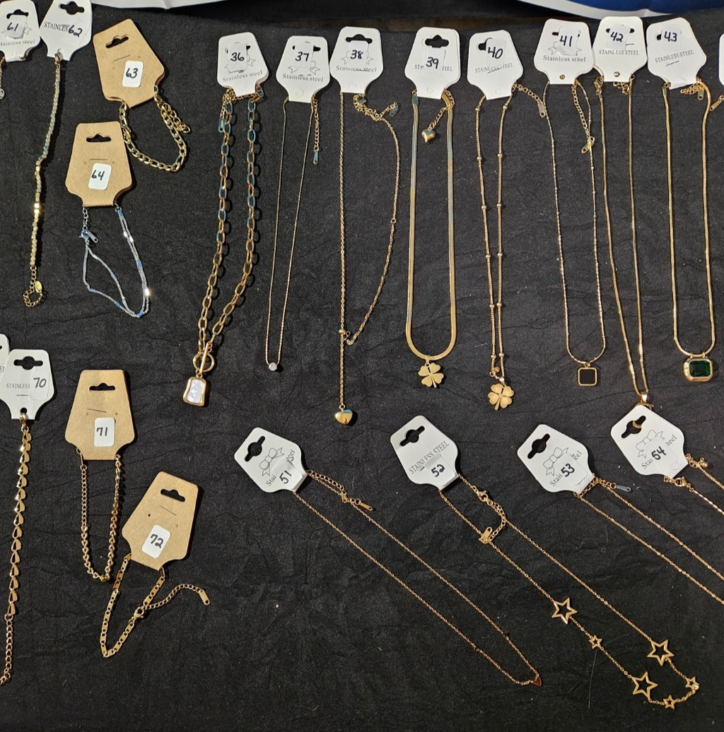 10k YELLOW GOLD PLATED OVER STAINLESS  ASST. NECKLACE & BRACELET YOU PICK #