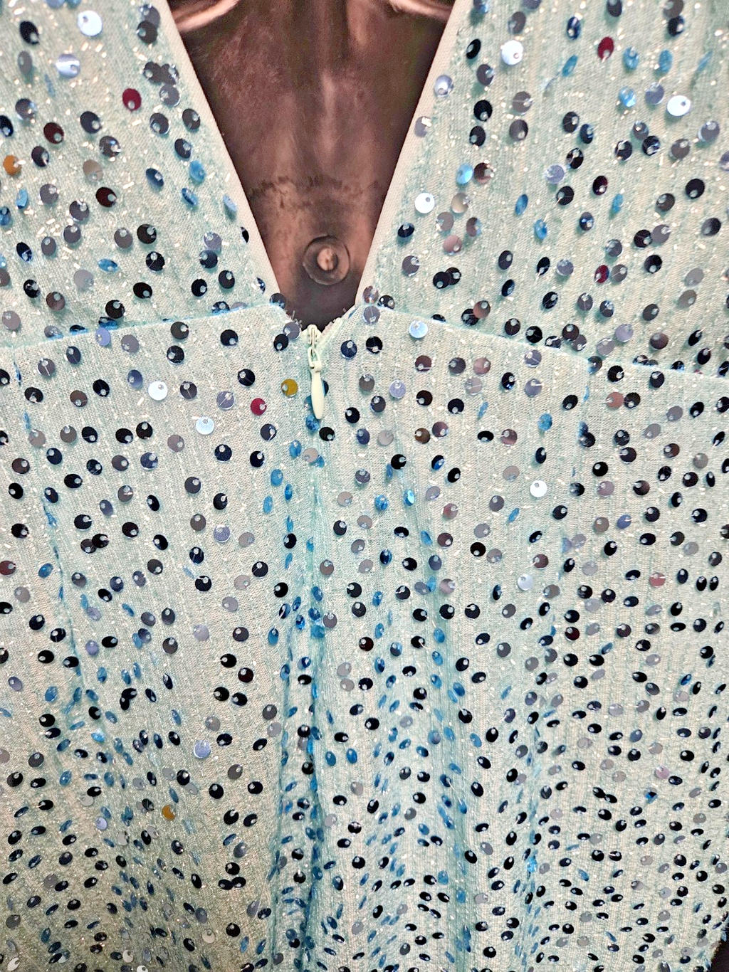 SIZE M 8/10 LIGHT BLUE SEQUIN, ZIP, FRONT SLIT FLOOR LENGTH GOWN PROM/FORMAL NWO