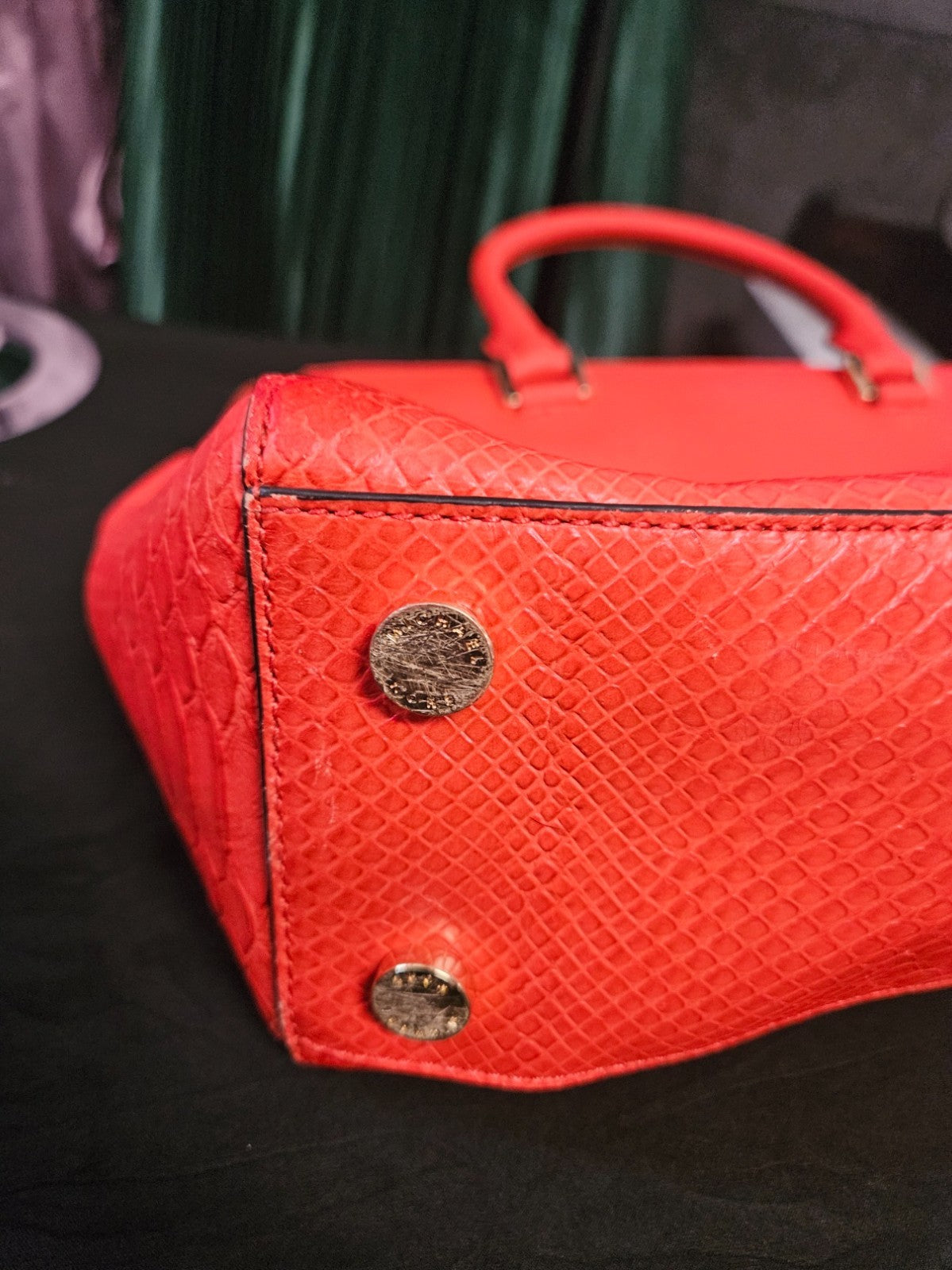 MICHAEL KORS KELLEN SAFFIANO LEATHER SATCHEL ORANGE IN EXCELLENT CONDITION