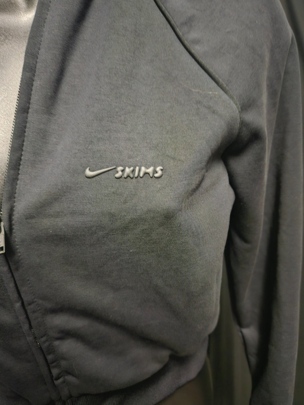 SKIMS/NIKE BLACK MATTE TRICOT  CROP JACKET XS NWOT