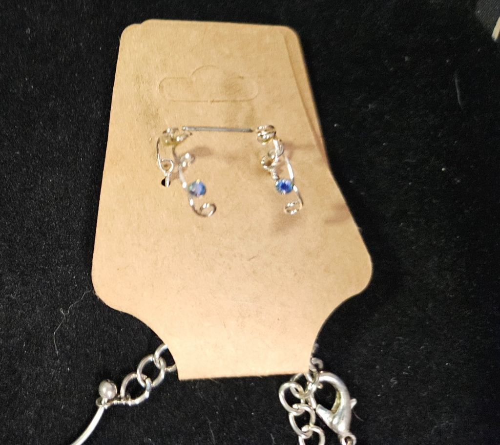 WOMEN'S FLORAL CUBIC ZIRCONIA/STERLING SILVER ADJUSTABLE NECKLACE & EARRING SET