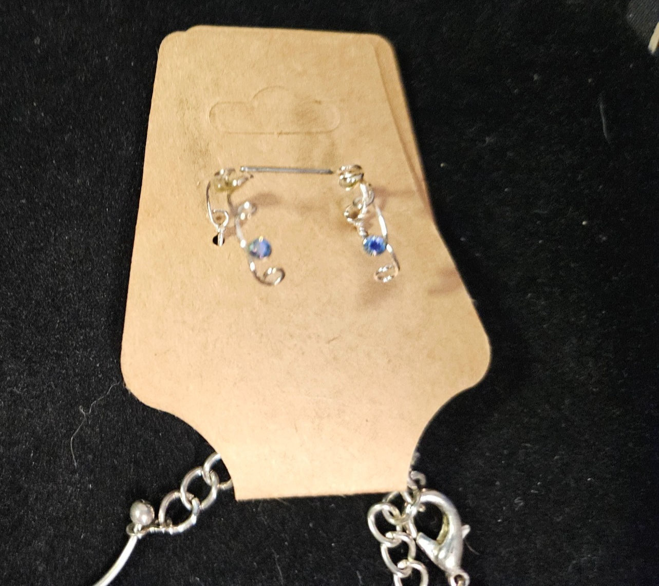 WOMEN'S FLORAL CUBIC ZIRCONIA/STERLING SILVER ADJUSTABLE NECKLACE & EARRING SET
