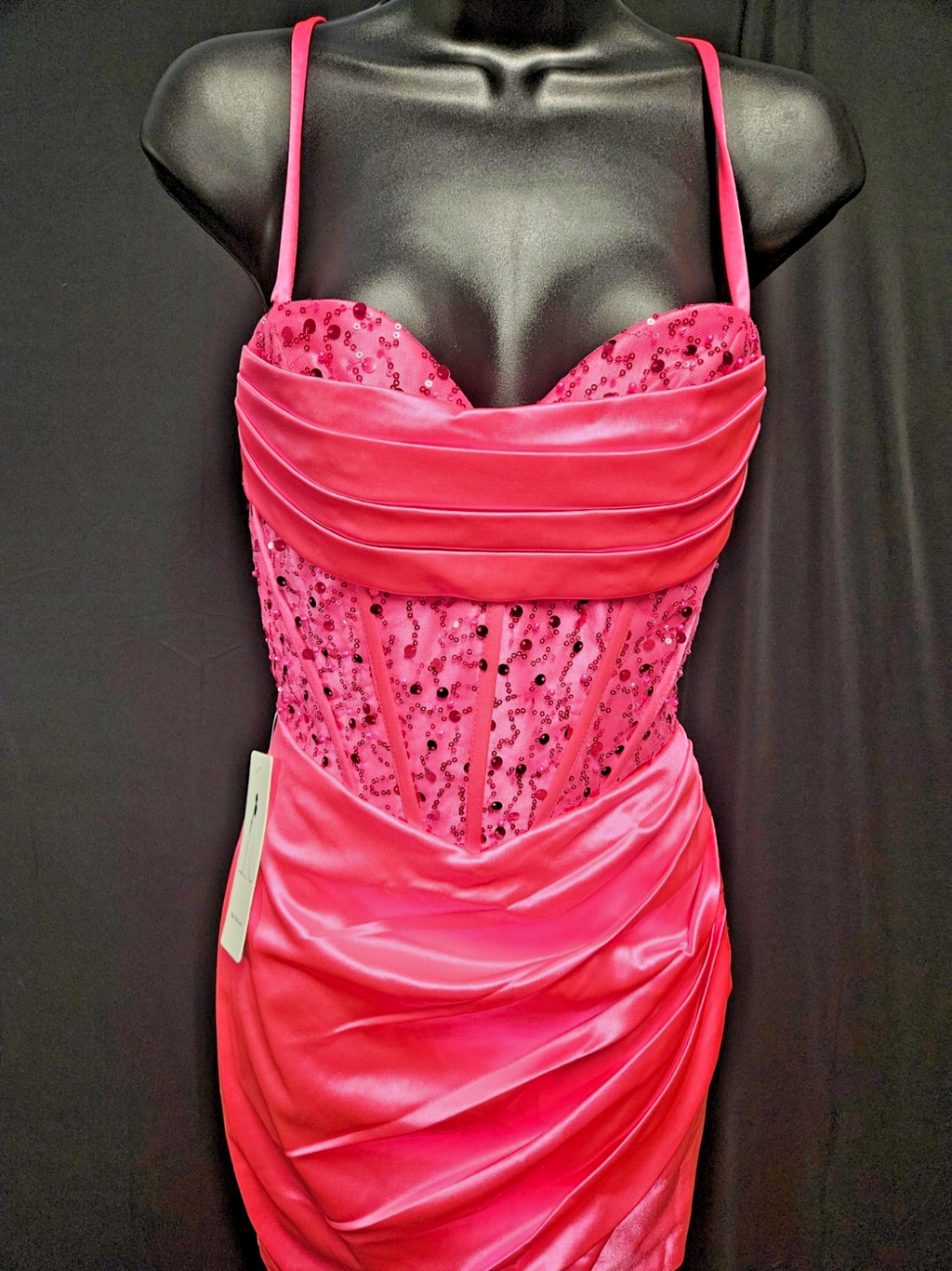 Bright Pink Short Sequined Prom/Cocktail DRESS SZ 0 (XS)