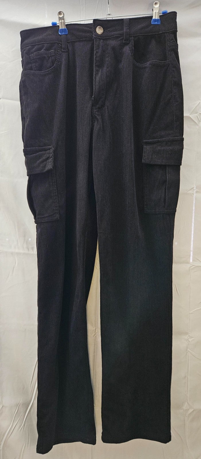 Women's Shein Black Corduroy Cargo Dress Pant Size Large