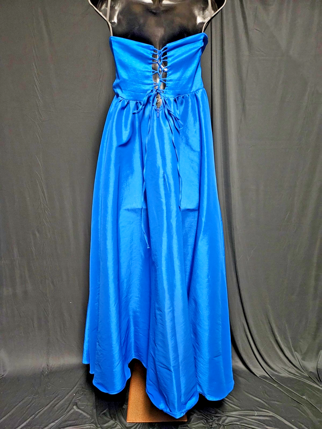 SHEIN STRAPLESS ROYAL BLUE SATIN/BLING FORMAL GOWN SZ M