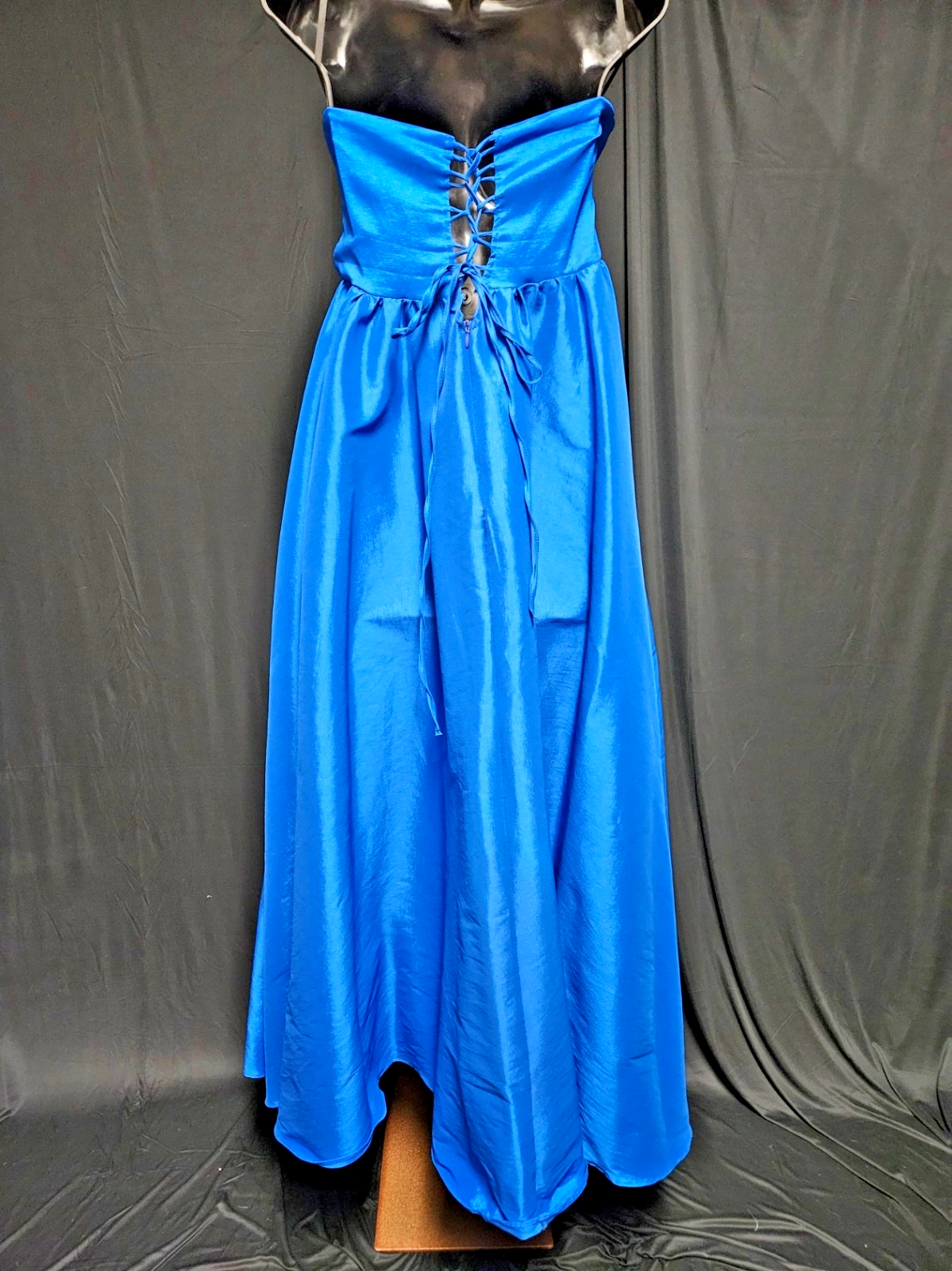 SHEIN STRAPLESS ROYAL BLUE SATIN/BLING FORMAL GOWN SZ M