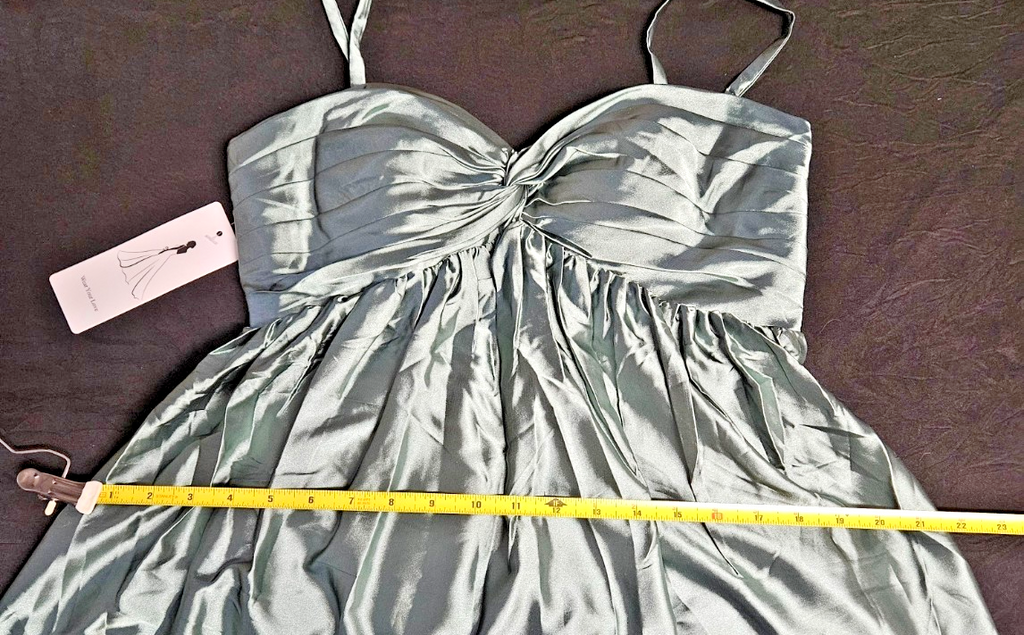 SAGE GREEN SATIN BABYDOLL FORMAL/COCKTAIL/PROM DRESS SIZE 4