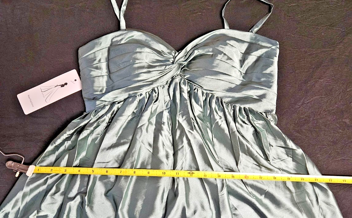 SAGE GREEN SATIN BABYDOLL FORMAL/COCKTAIL/PROM DRESS SIZE 4