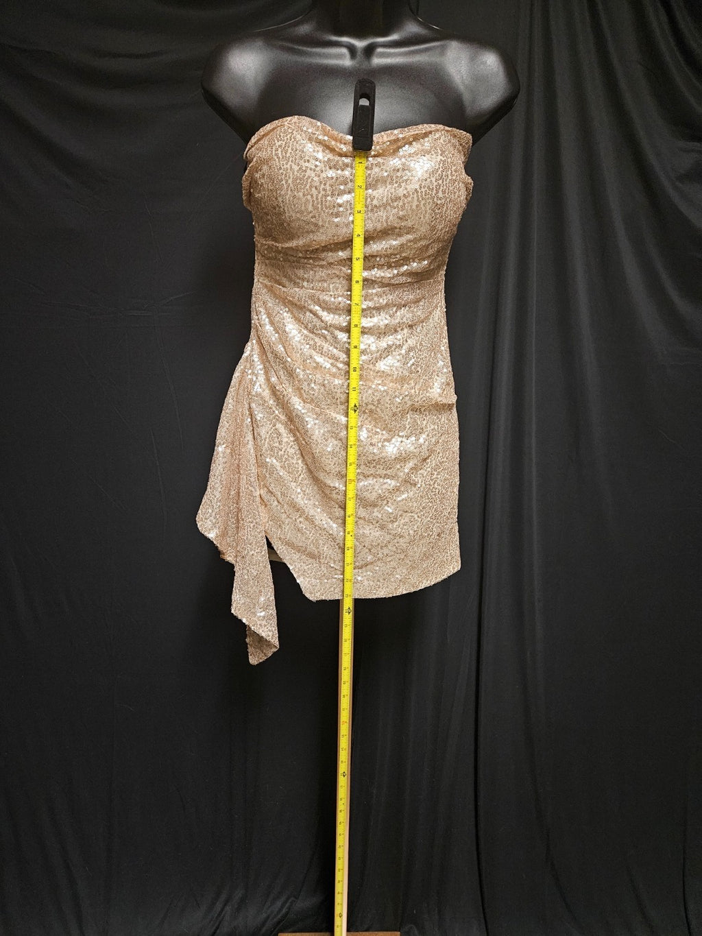SIZE XS WOMEN'S STRAPLESS GOLD SEQUINED MINI DRESS PROM/COCKTAIL/WEDDING NWT