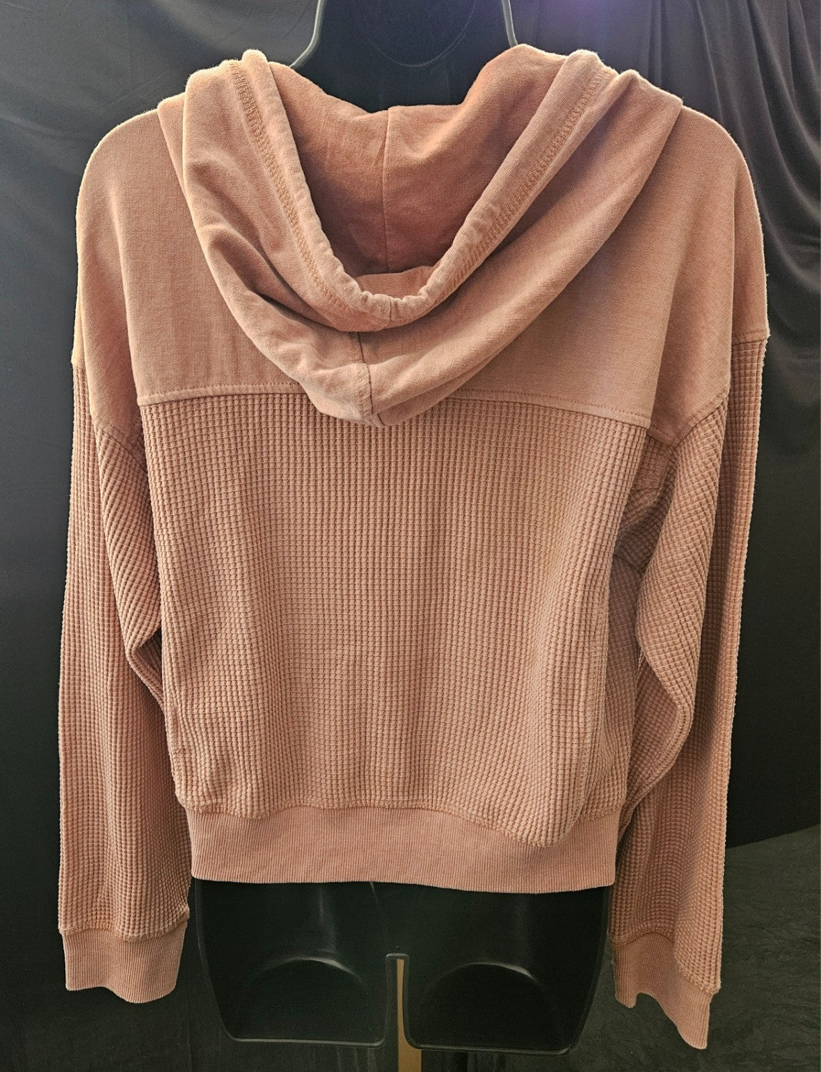 C&C California women's Medium Waffle Weave Hooded Zip Up Sweatshirt NWT salmon