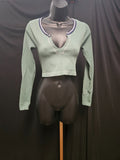 URBAN OUTFITTERS OUT FROM UNDER RIBBED CROP HENLEY GREEN SZ MED