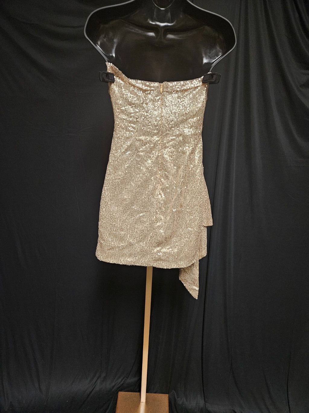 SIZE XS WOMEN'S STRAPLESS GOLD SEQUINED MINI DRESS PROM/COCKTAIL/WEDDING NWT