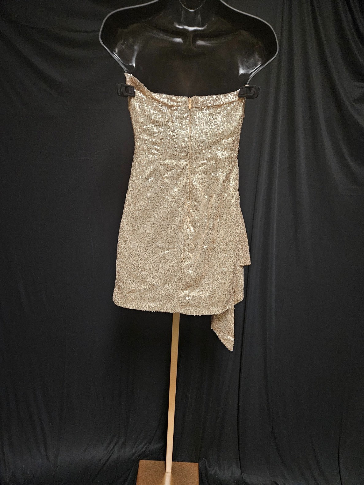 SIZE XS WOMEN'S STRAPLESS GOLD SEQUINED MINI DRESS PROM/COCKTAIL/WEDDING NWT