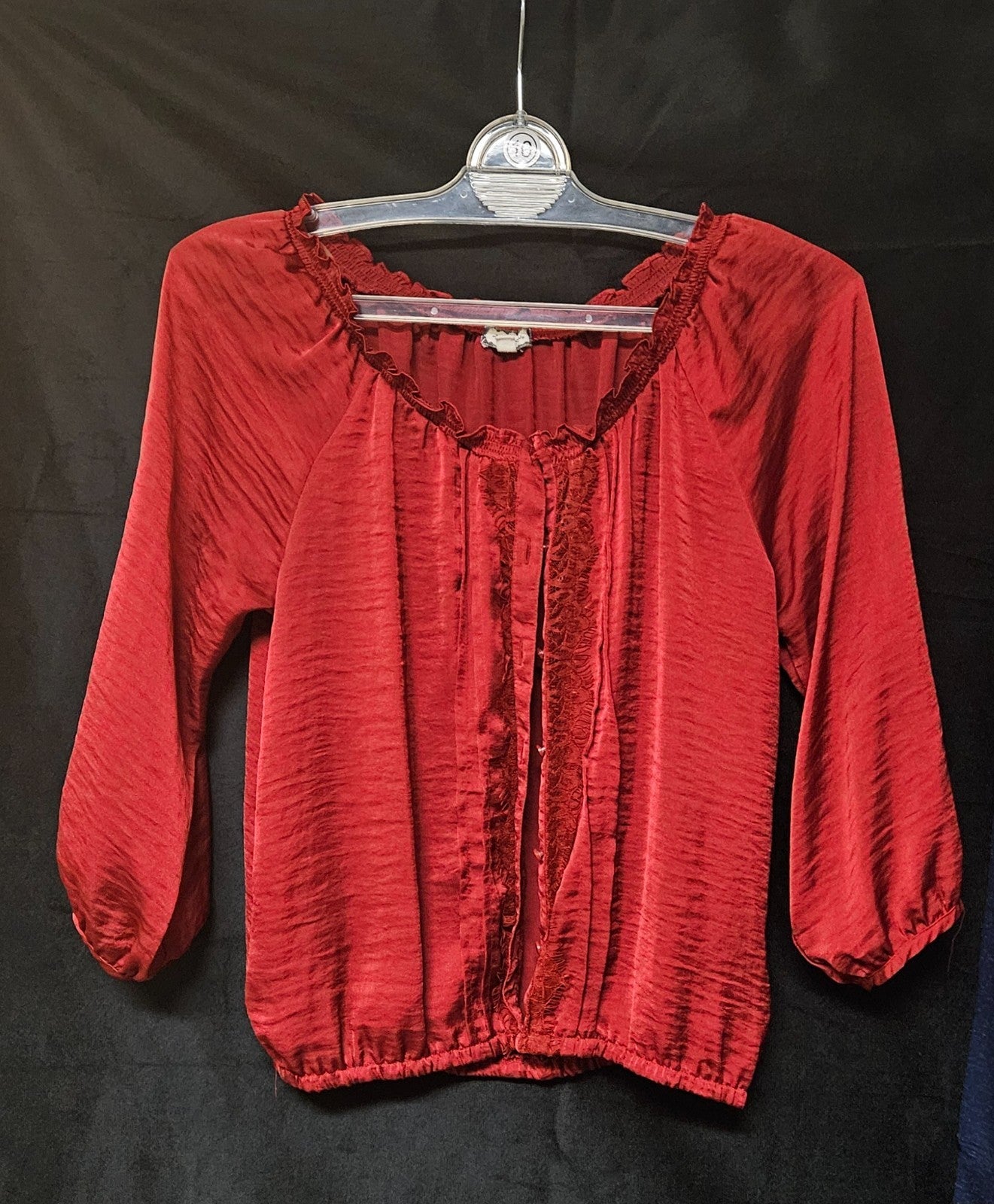 Women's Size Medium Red Satin Blouse Perfect for Christmas!