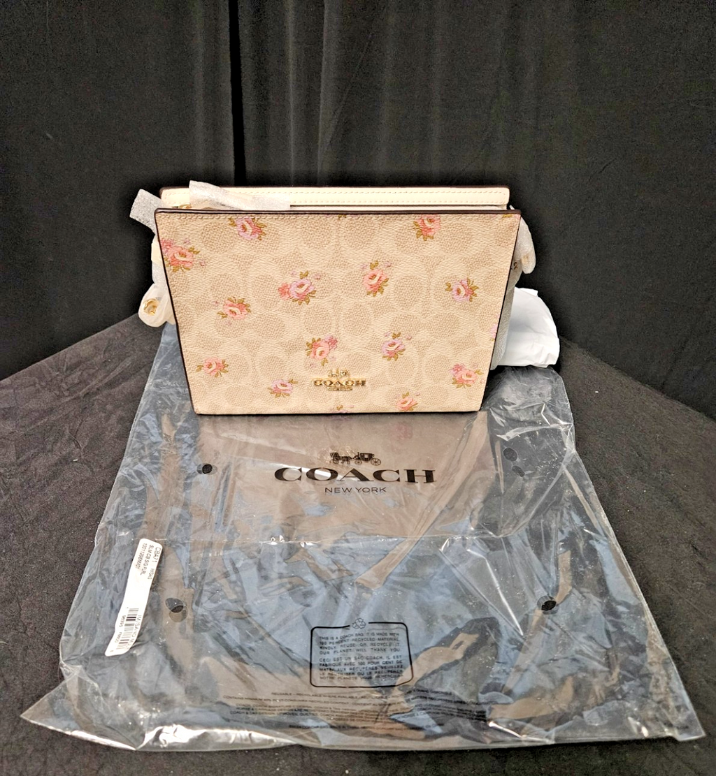 COACH SLIM CROSSBODY BAG IN SIGNATURE CANVAS FLORAL PRINT 7 X 5 X1  1/4