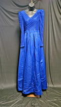 WOMEN'S SZ SM LONG SLEEVE DK BLUE, SEQUINE,ROUCHED,FULLSKIRT EVENING GOWN NWOT