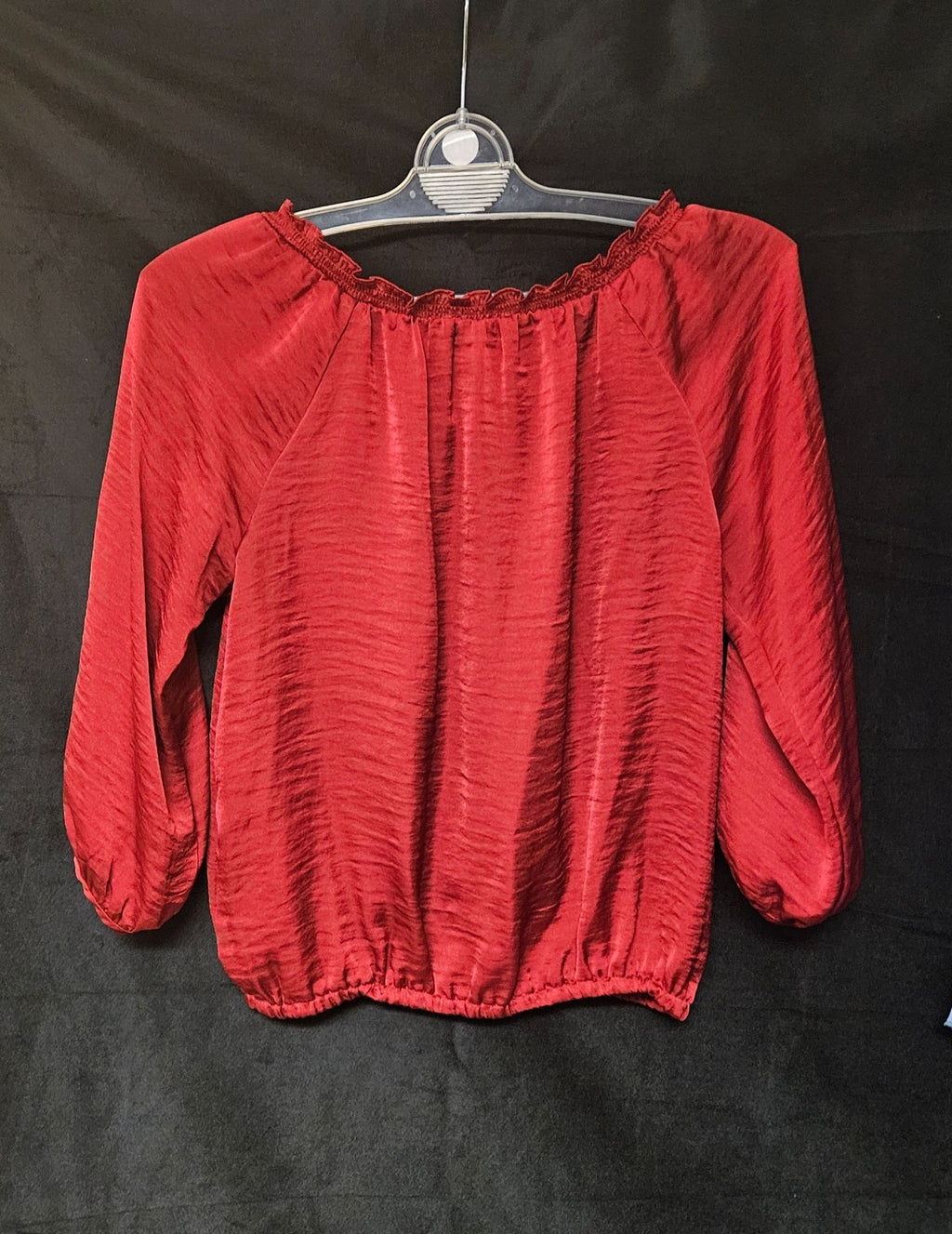Women's Size Medium Red Satin Blouse Perfect for Christmas!
