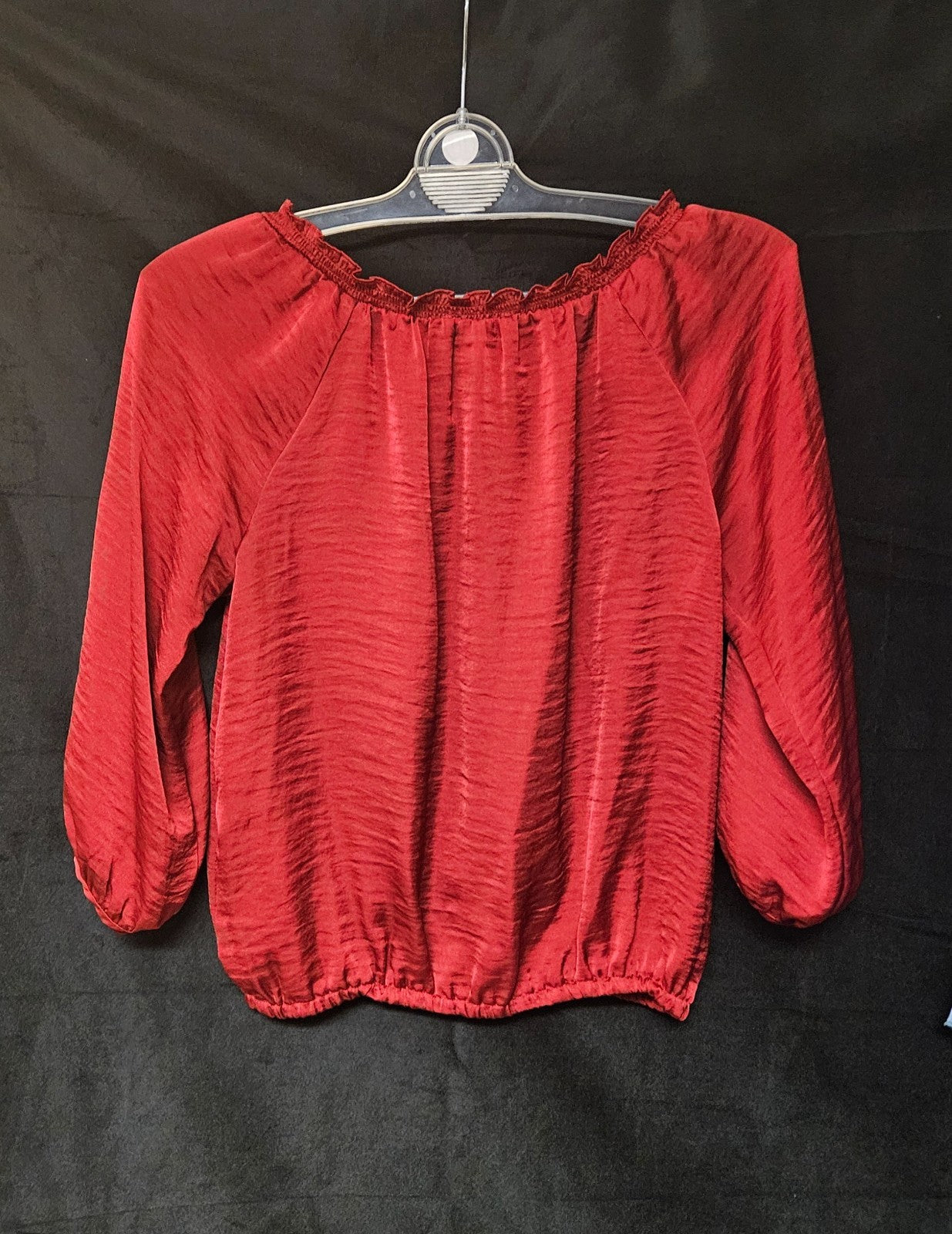 Women's Size Medium Red Satin Blouse Perfect for Christmas!