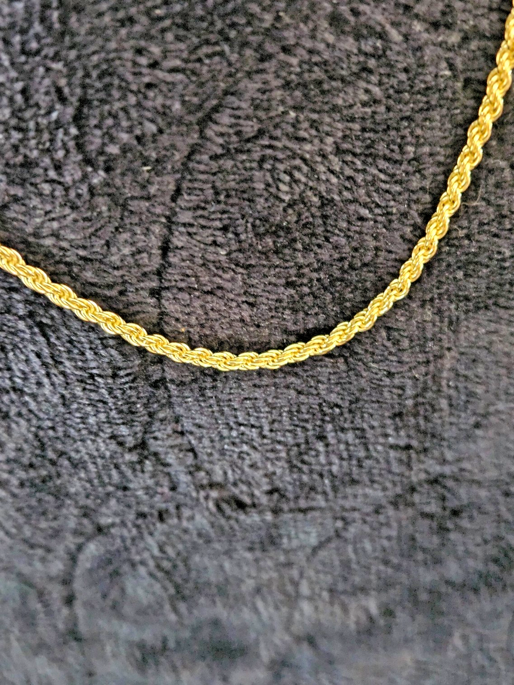 14K YELLOW GOLD OVER SILVER SOLID ROPE 16 in. CHAIN NECKLACE 2.5 mm